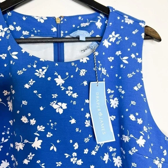 Draper James Ponte Sheath Dress Blue Floral NWT - Picture 3 of 7